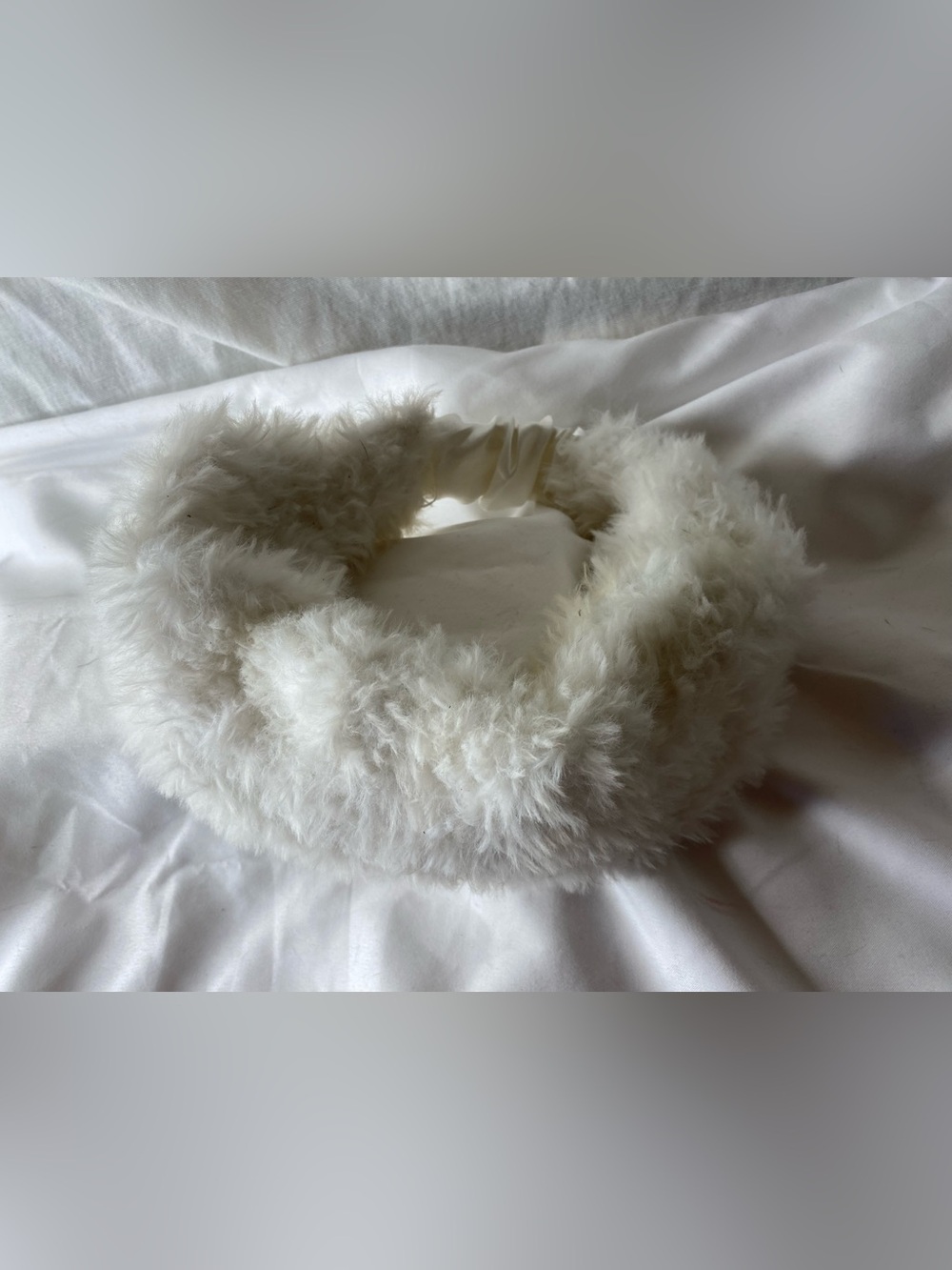 True Religion Plush Faux Fur Cream Headband